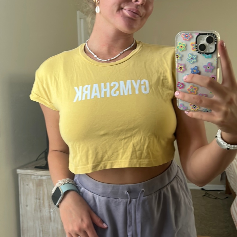 GymShark Yellow Cropped Tee: Medium